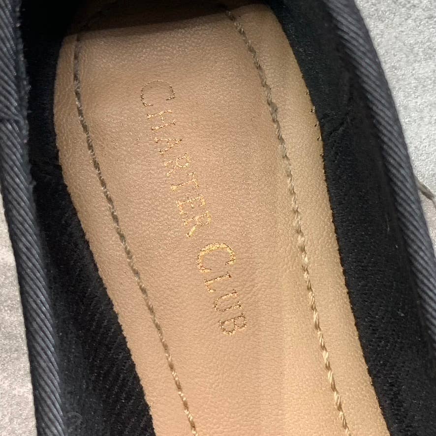CHARTER CLUB Women's Black Plaid Kimii Deconstructed Almond-Toe Slip-On Flat SZ6