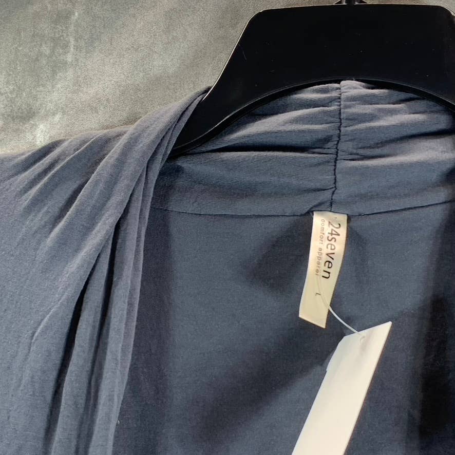 24SEVEN COMFORT APPAREL Women's Grey Long-Sleeve Open-Front Extra Long Cardigan