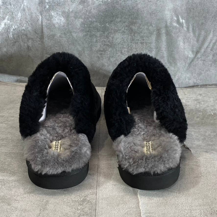 FIRESIDE By DEARFOAMS Women's Black Sydney Shearling Scuff Slip-On Slippers SZ10