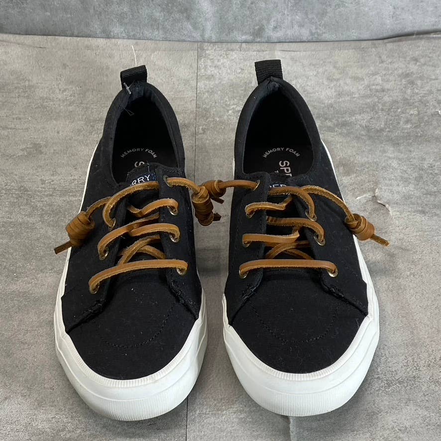 SPERRY Women's Black Canvas Crest Vibe Tie-Lace Memory Foam Sneakers SZ 7