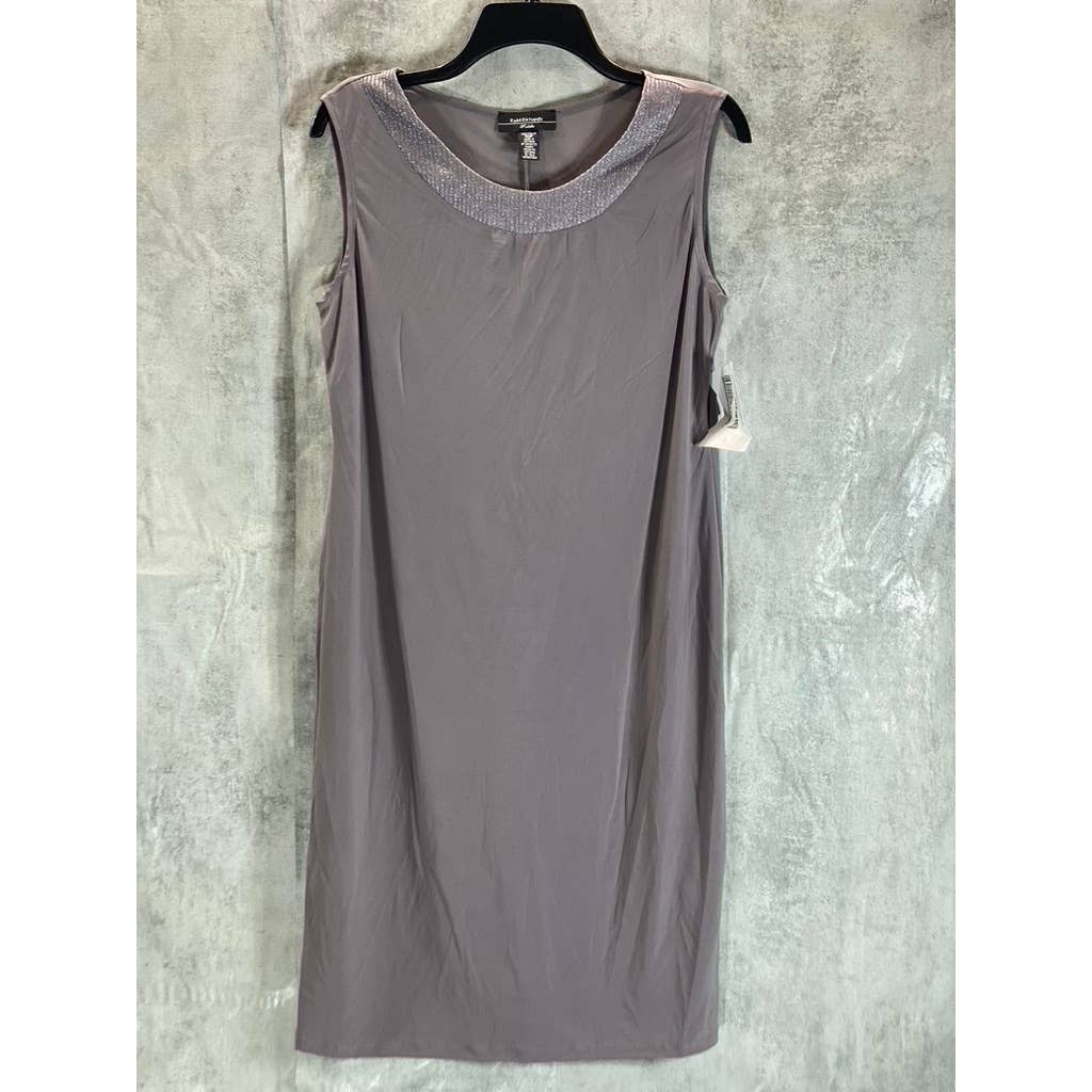 R&M RICHARDS Women's Petite Silver Metallic 2-Piece Jacket Knee-Length Dress