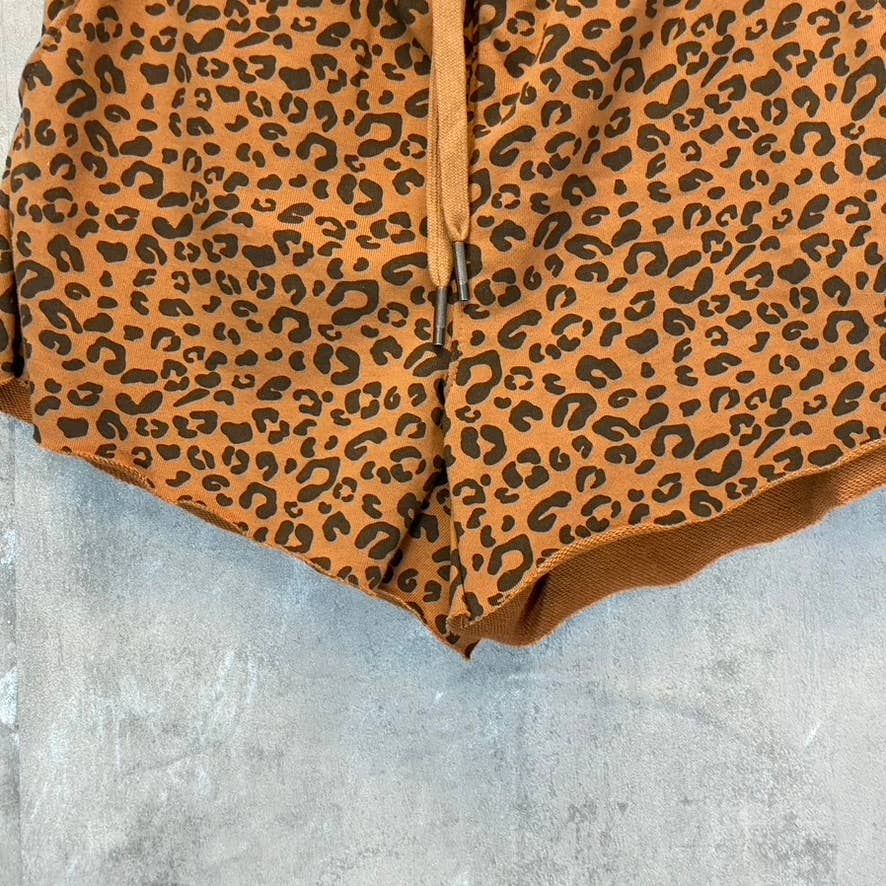 BLANKNYC Women's Adulting Leopard Printed Elastic Waistband Raw Hem Shorts SZ XS