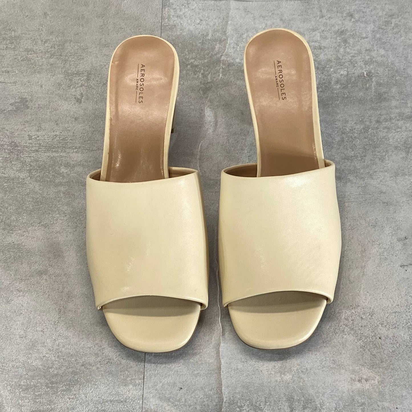 AEROSOLES Women's Off-White Entree Round-Toe Block-Heel Dress Sandals SZ 10