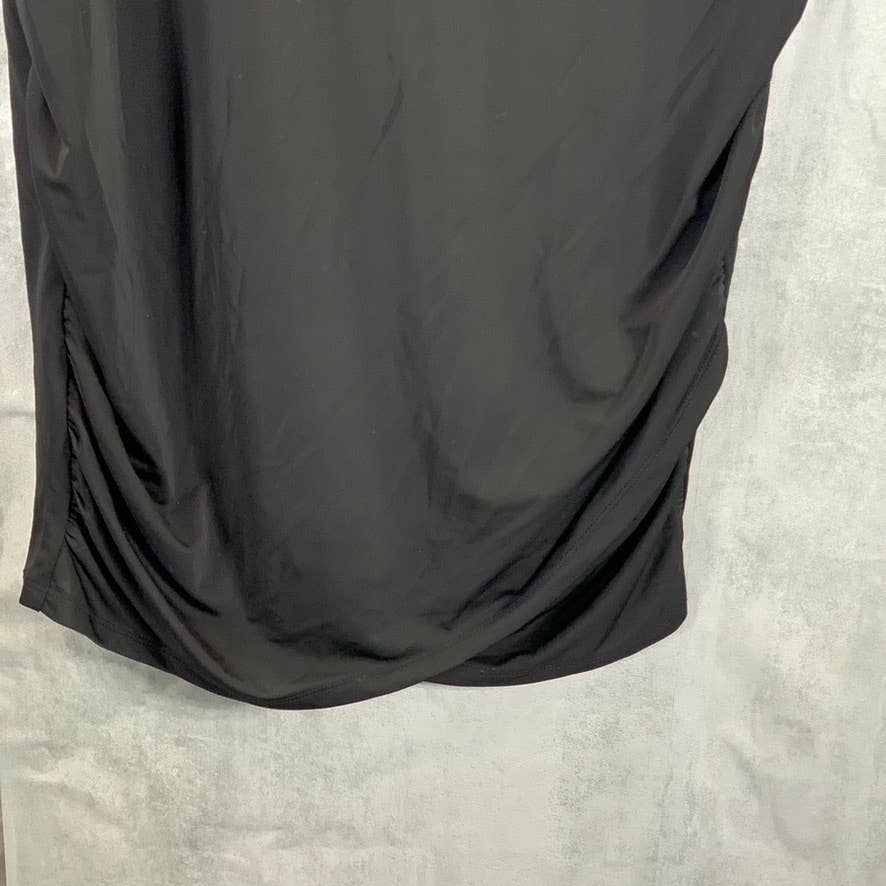 INC INTERNATIONAL CONCEPTS Women's Deep Black Faux-Wrap Ruched Mini Dress SZ XL
