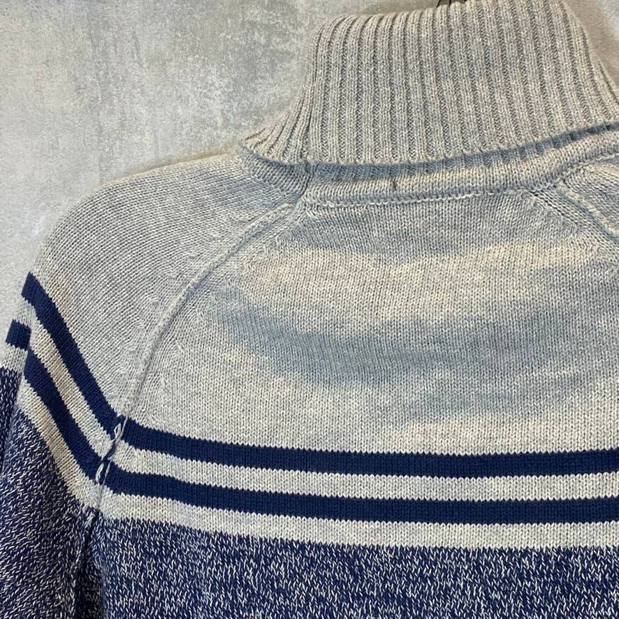 KAREN SCOTT Women's Intrepid Blue Amelia Cotton Striped Colorblock Turtleneck Pullover Sweater SZ M