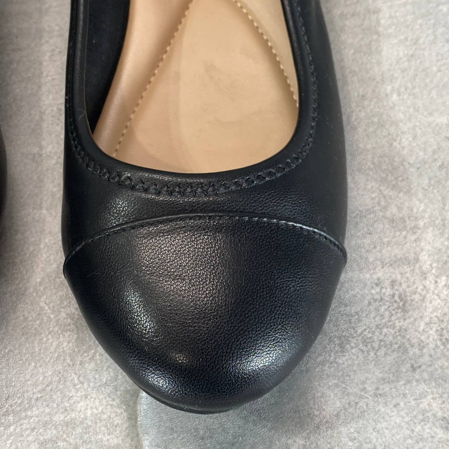 ALFANI Step 'N Flex Women's Black Smooth Tavii Round-Toe Slip-On Flats SZ 7.5