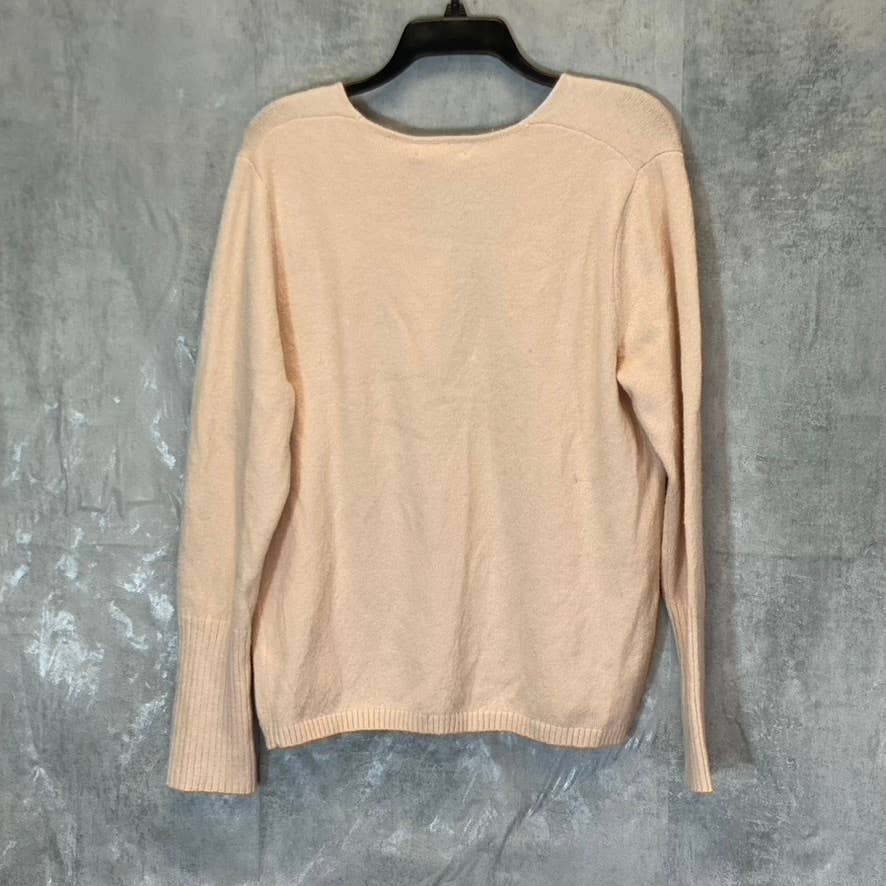 TREASURE & BOND Women's Pink Hero V-Neck Long Ribbed Cuffs Pullover Sweater SZ S