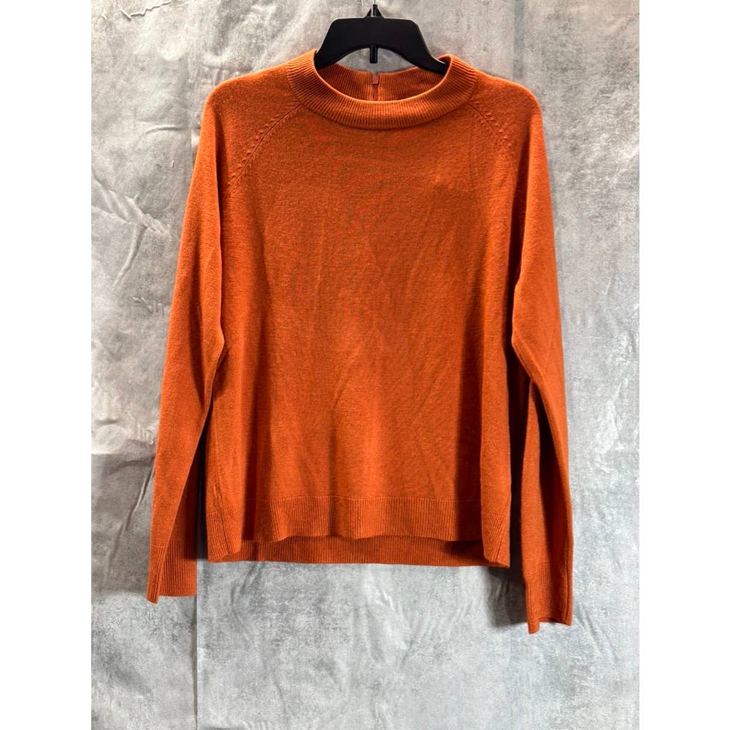 KAREN SCOTT Women's Red Ochre Zip-Back Mock-Neck Pullover Sweater SZ L