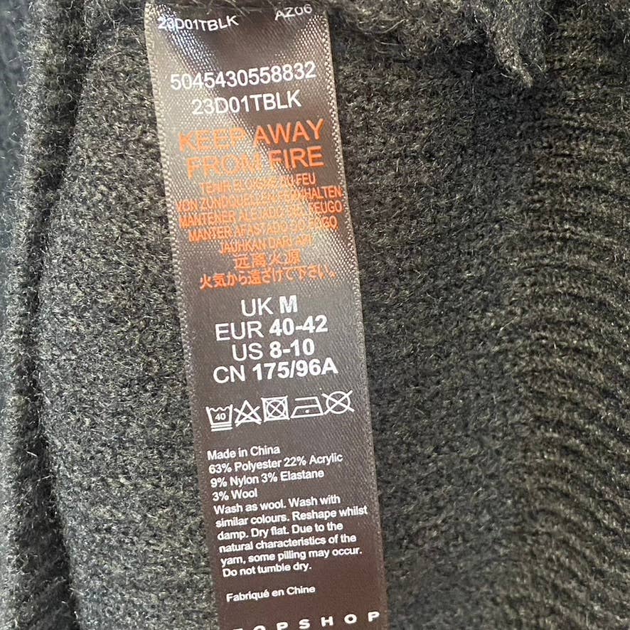 TOPSHOP Women's Solid Black Crewneck Knit Mini Sweater Dress SZ 8-10 (M)