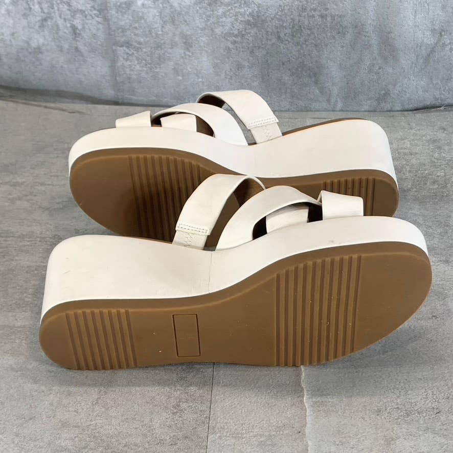 CASLON Women's White Leather Cook Platform Wedge Slip-On Sandals SZ 6