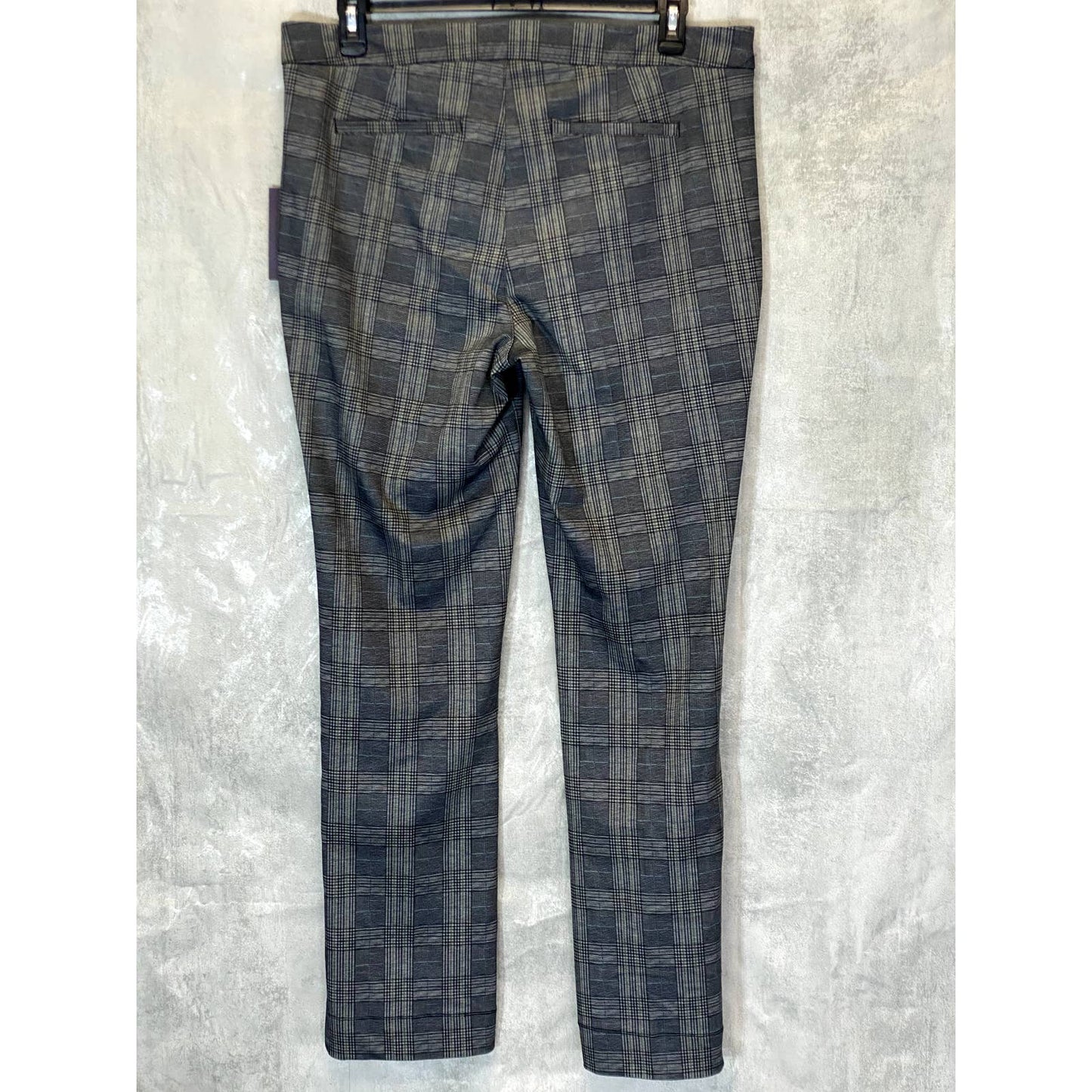 NYDJ Women's Gray Lancaster Plaid Stretch Slim Ponte Trousers SZ 14