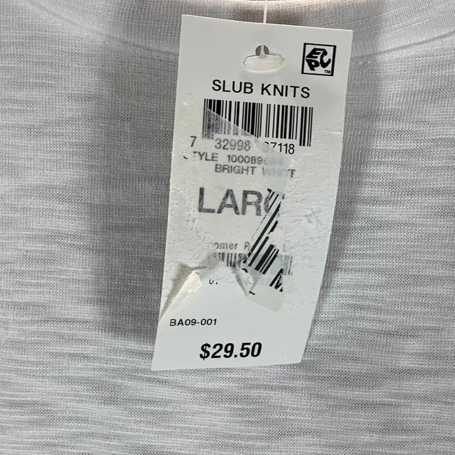 INC INTERNATIONAL CONCEPTS Women's Bright White Crewneck Puff-Sleeve Top SZ L
