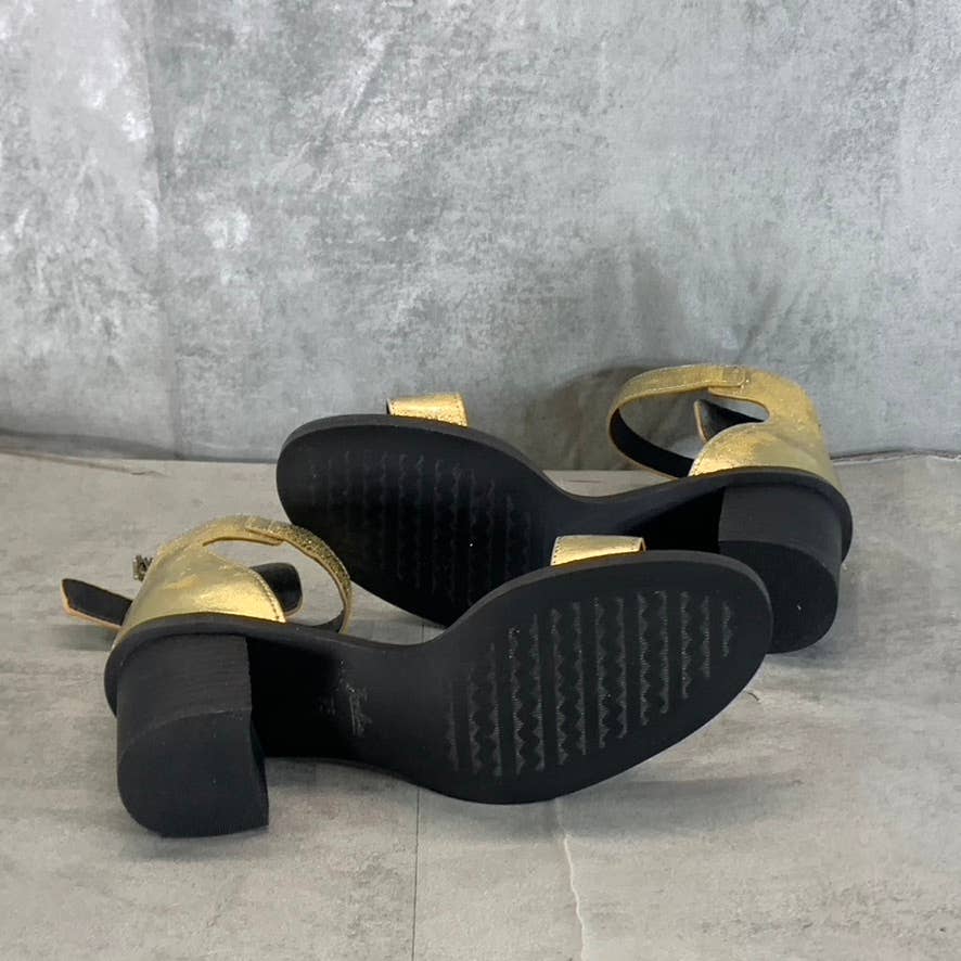 ZODIAC Women's Gold Metallic Ilsa Ankle-Strap Block-Heel City Sandals SZ 7.5