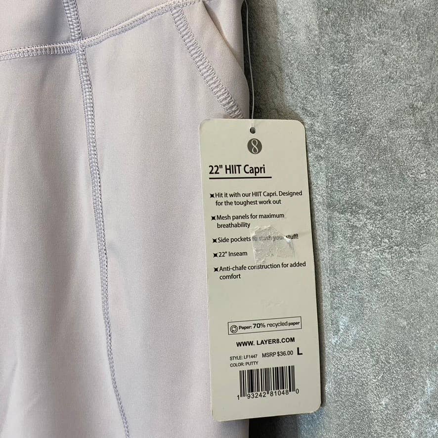 LAYER 8 Women's Putty High-Waist Pull-On Stretch Capri Leggings SZ L