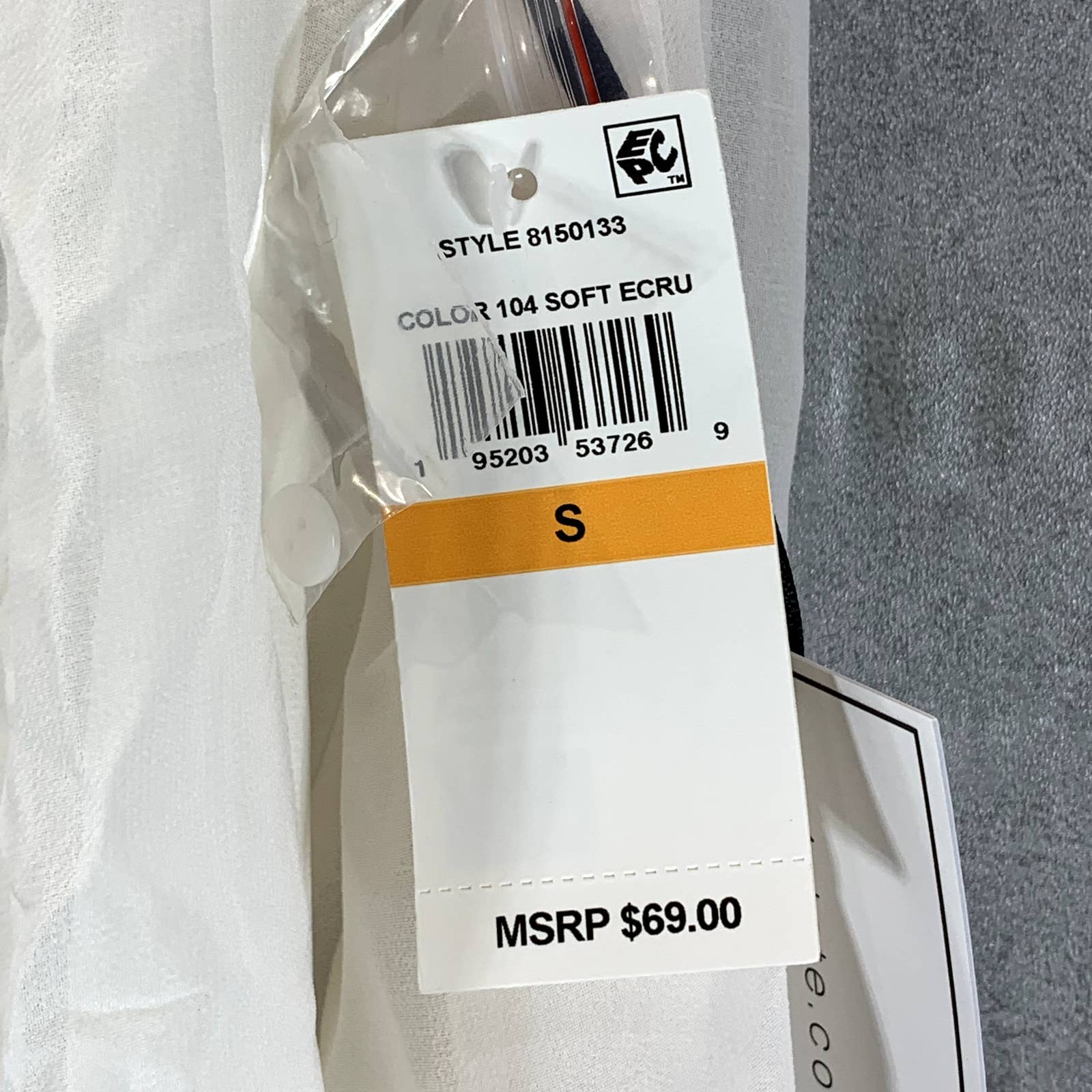 1.STATE Women's Soft Ecru Sheer Smocked Tie V-Neck Long-Sleeve Top SZ S