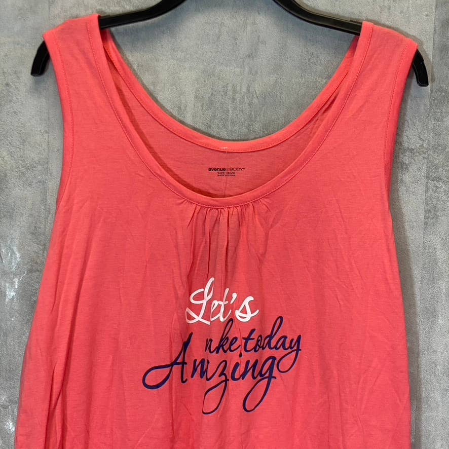 AVENUE Women's Orange Lets Make Today Great Logo Front Tank Top SZ 18/20