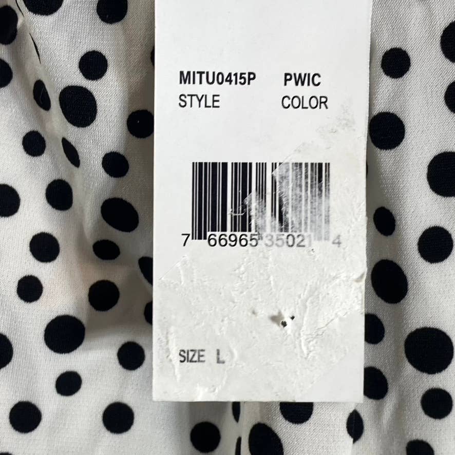 NY COLLECTION Women's Pristine White Icemoon Scoopneck Balloon Short Sleeve Top