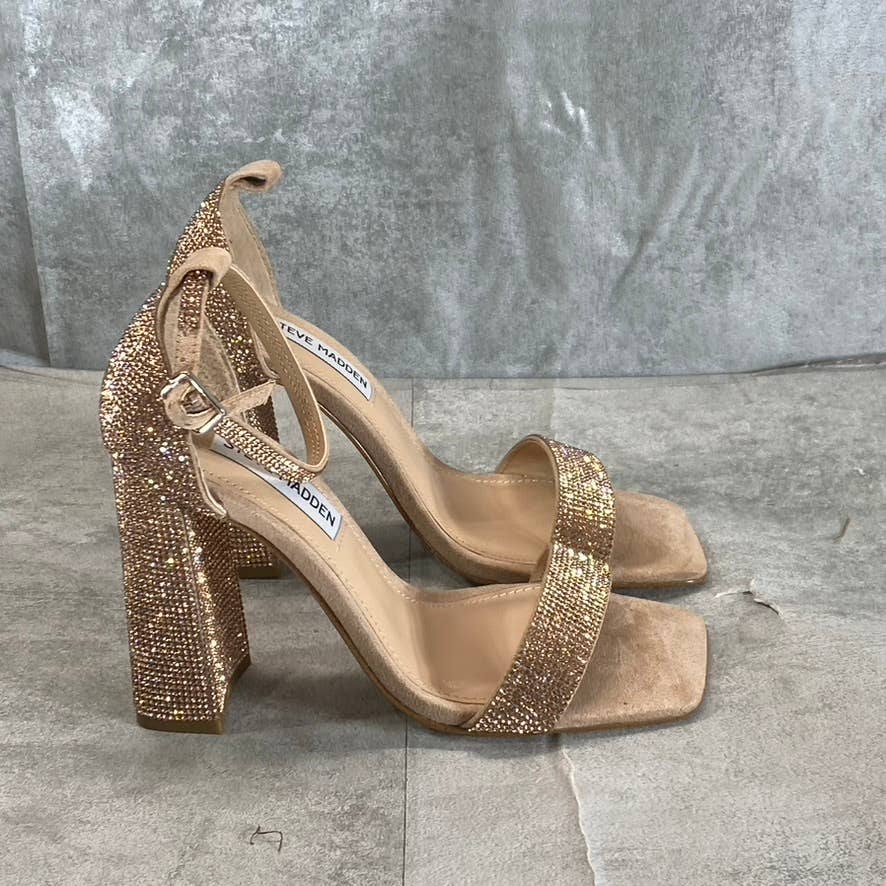 STEVE MADDEN Women's Blush Rhinestone Tiaa Two-Piece Dress Sandals SZ 6