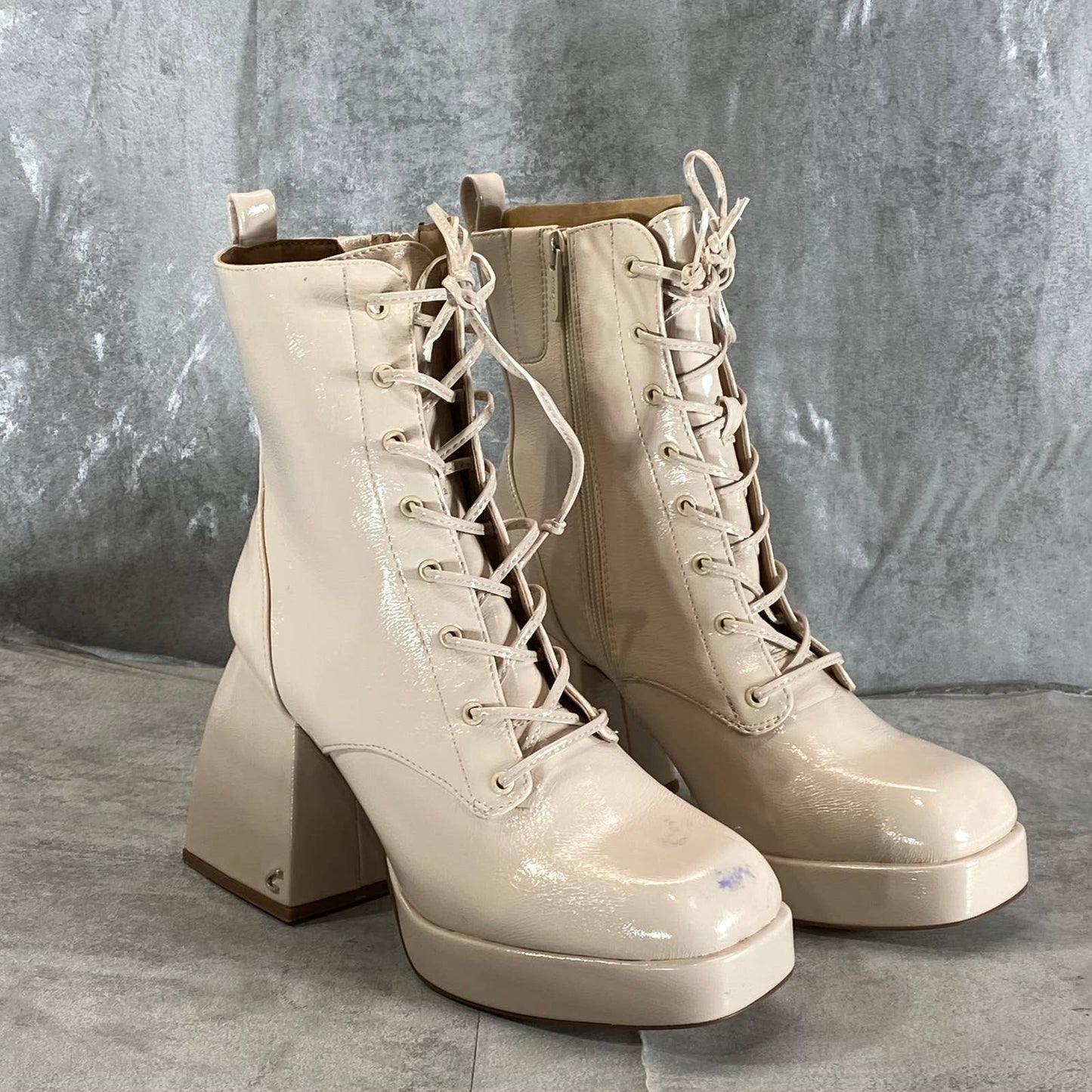 CIRCUS By SAM EDELMAN Women's Vanilla Karter Block-Heel Lace-Up Booties SZ 6.5