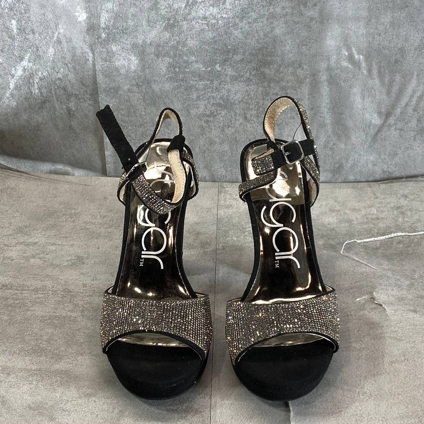 SUGAR Women's Black Rhinestone Embellished Prisila Open-Toe High-Heel Sandal SZ6