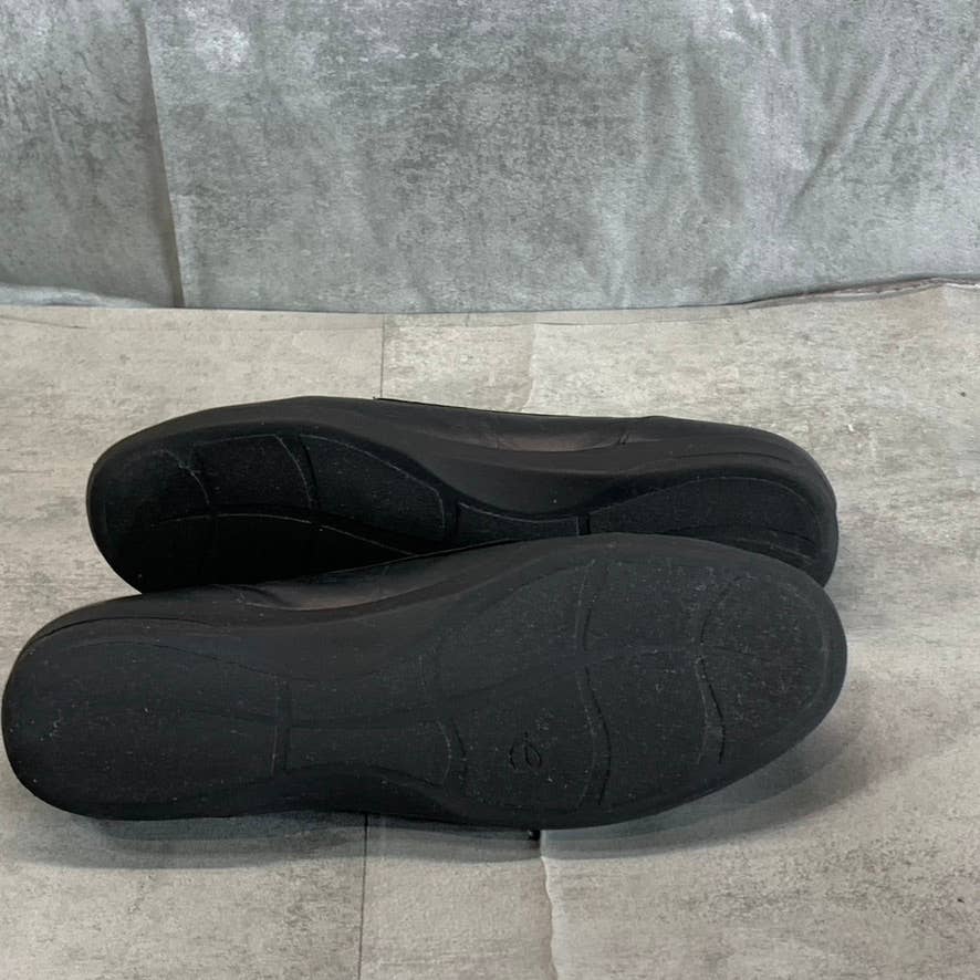 EASY SPIRIT Women's Black Leather Devitt Round-Toe Slip-On Loafer Flats SZ 7.5