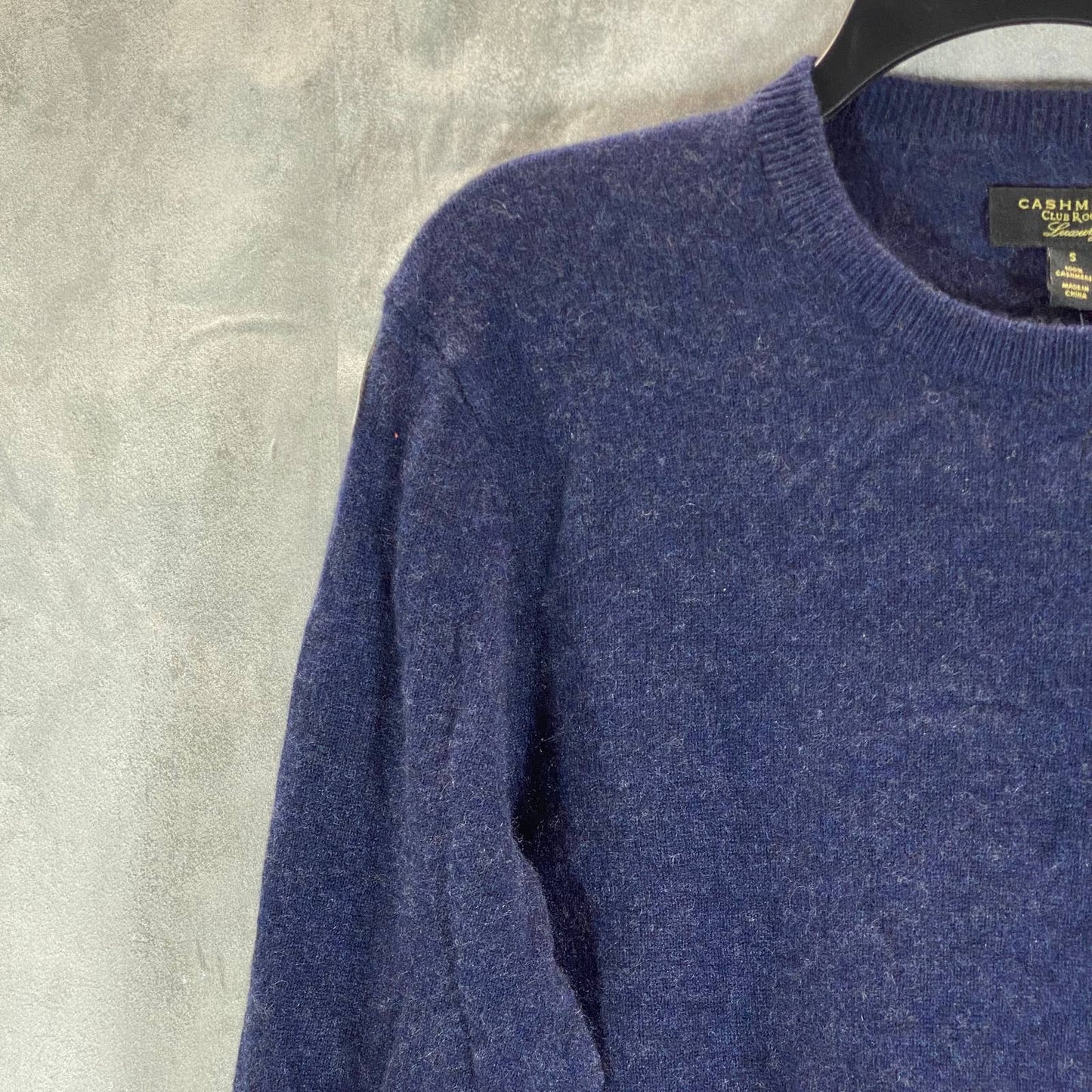 CLUB ROOM Men's Navy Heather Solid Cashmere Crewneck Pullover Sweater SZ S