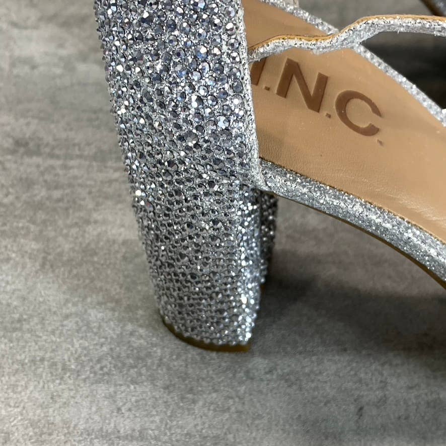 INC INTERNATIONAL CONCEPTS Women's Silver Bling Lexini Two-Piece Sandals SZ 7