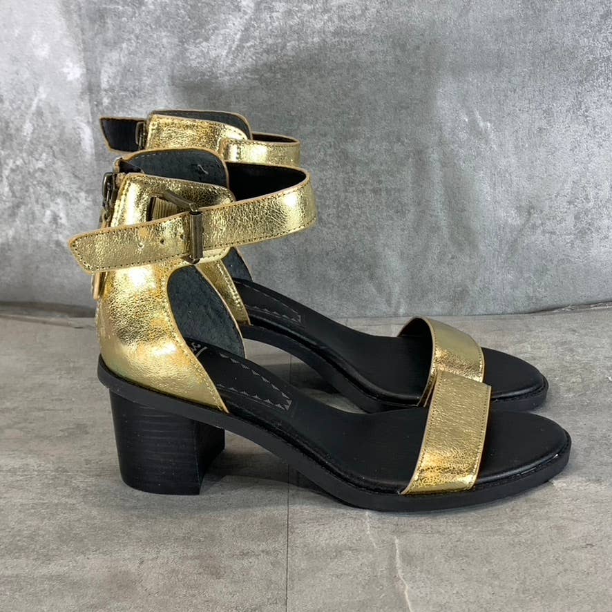 ZODIAC Women's Gold Metallic Ilsa Ankle-Strap Block-Heel City Sandals SZ 7.5