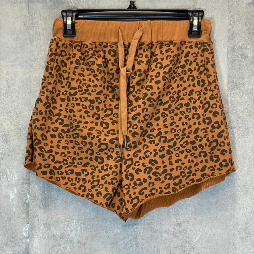 BLANKNYC Women's Adulting Leopard Printed Elastic Waistband Raw Hem Shorts SZ XS