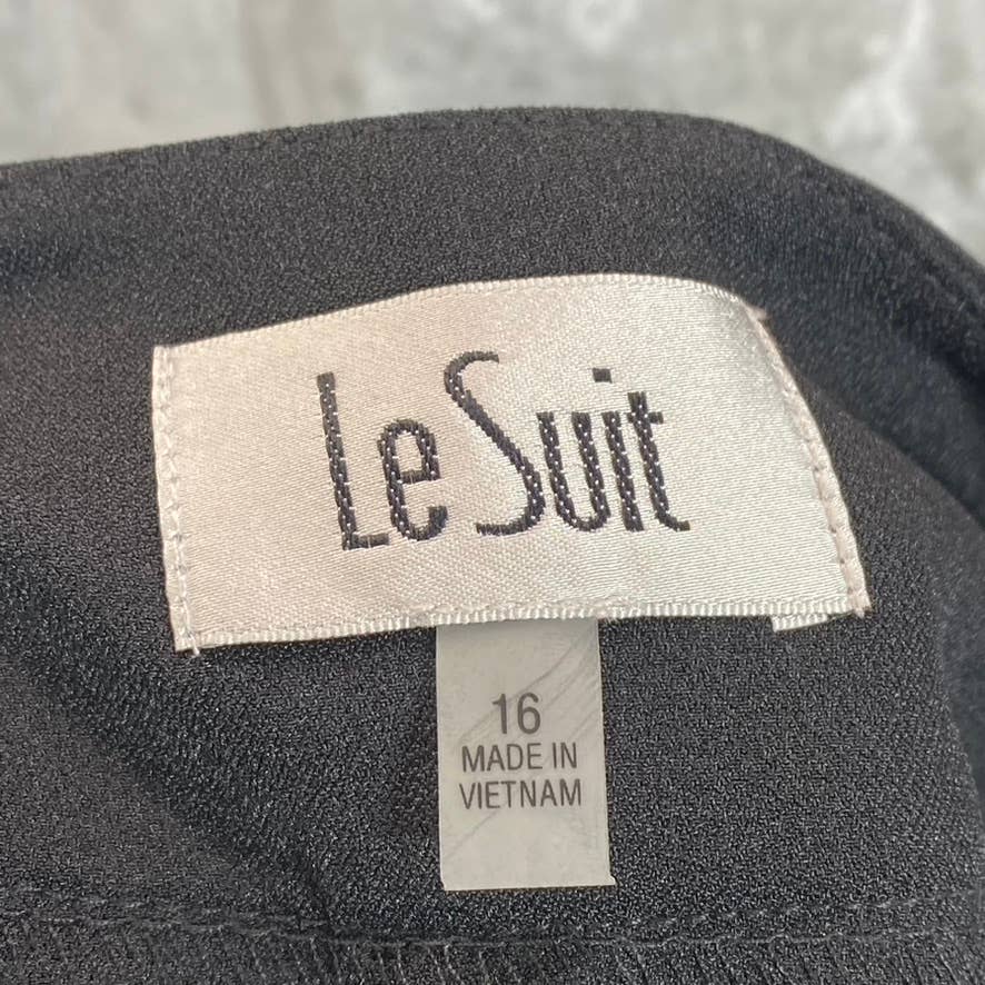LE SUIT Women's Black Solid Mid-Rise Slim-Leg Suit Pants SZ 16
