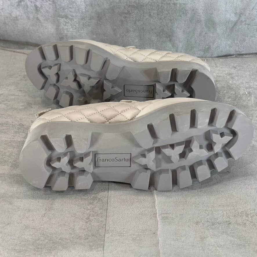 FRANCO SARTO Women's Beige/Grey Bando Quilted Lug-Sole Slip-On Loafers SZ 6