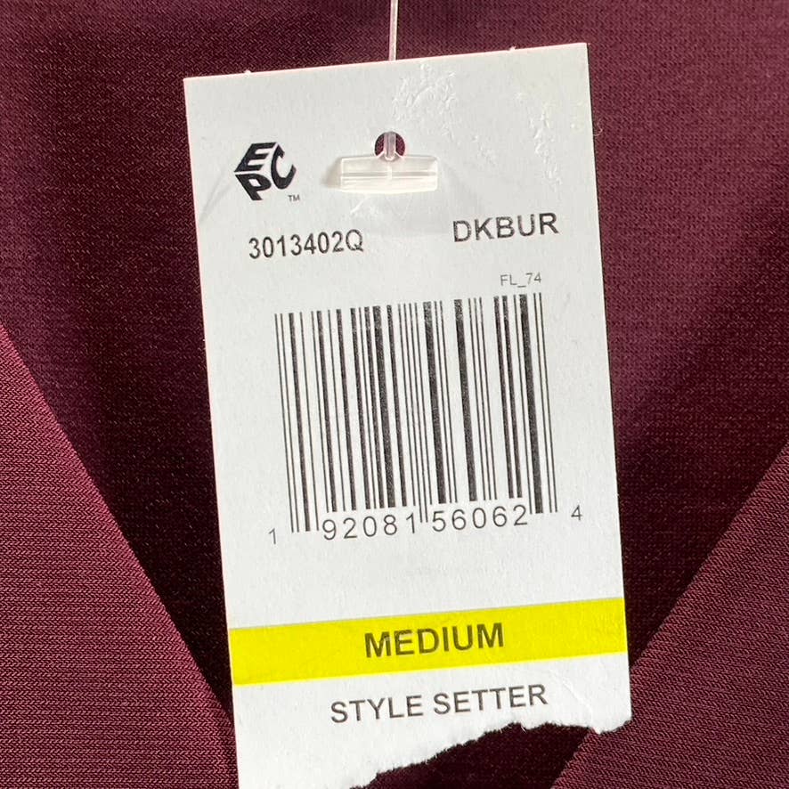 MSK Women's Burgundy V-Neck Rhinestone Embellished 3/4 Sleeve Midi Dress SZ M