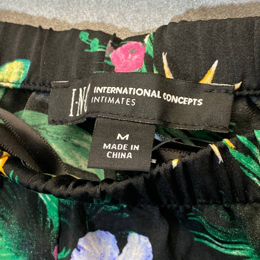 INC INTERNATIONAL CONCEPTS Women's Black Intimate Tropical-Print Pijama Shorts SZ M