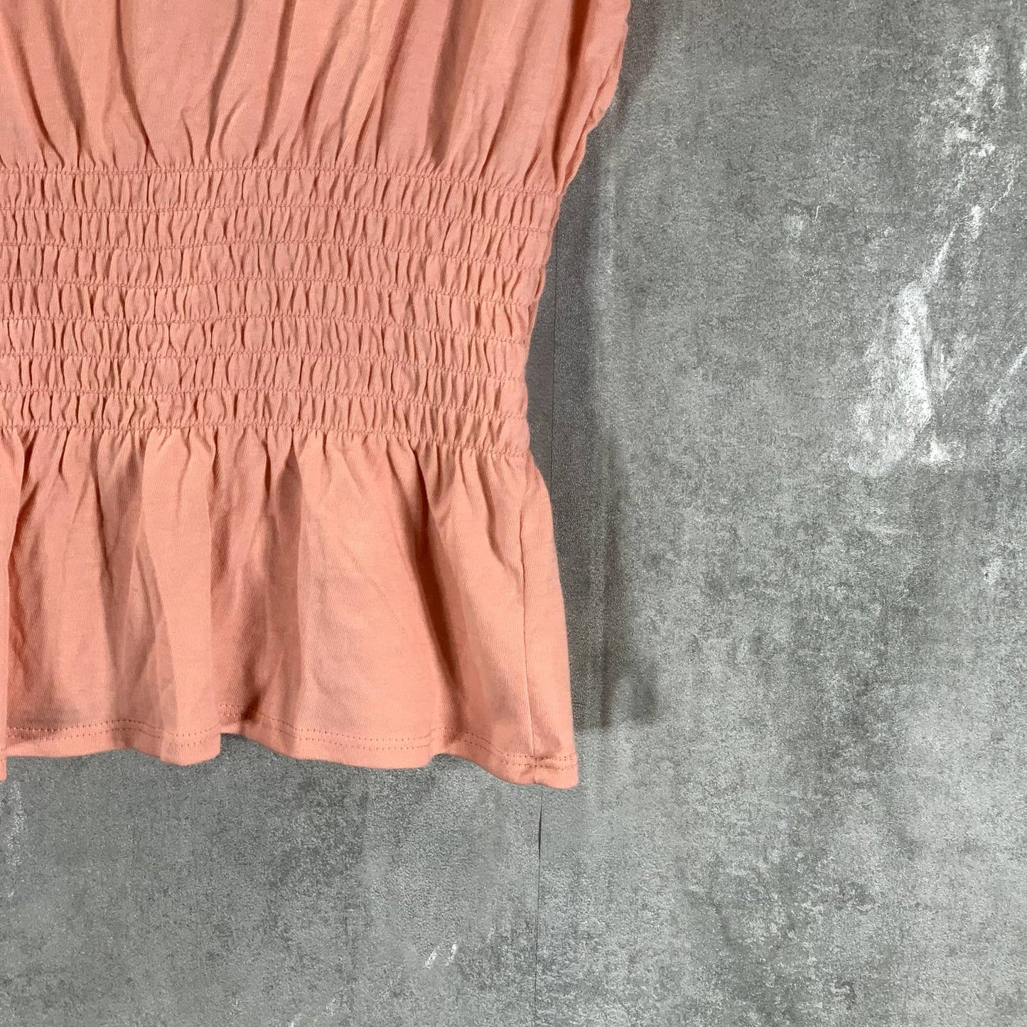 INC INTERNATIONAL Mango Beach Smocked Waist Crewneck Short Sleeve Top SZ M
