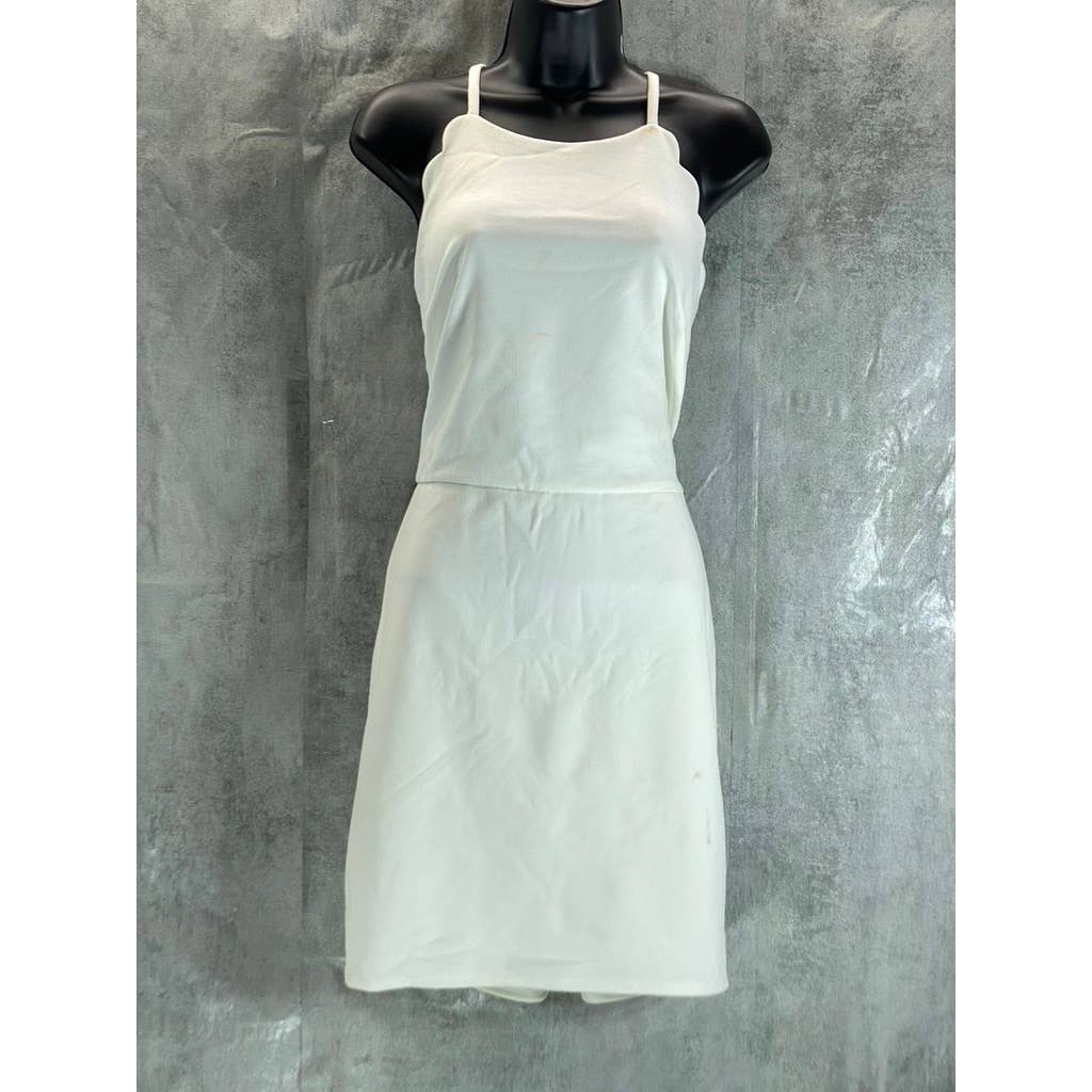 BCX Juniors' Ivory Scalloped Spaghetti Strap Low-Back Bodycon Mini Dress SZ L