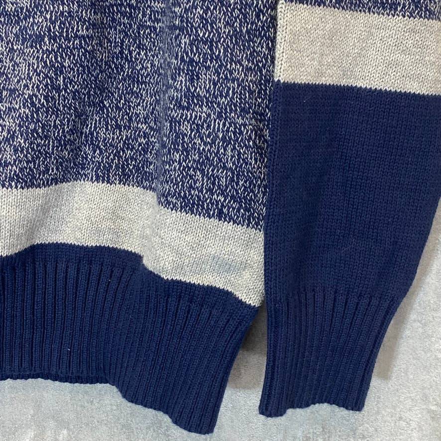KAREN SCOTT Women's Intrepid Blue Amelia Cotton Striped Colorblock Turtleneck Pullover Sweater SZ M