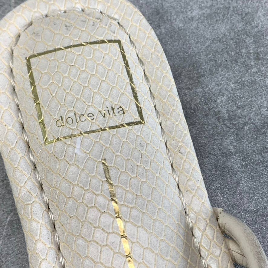 DOLCE VITA Women's Ivory Snake Embossed Leanna Square-Toe Strappy Sandals SZ 9