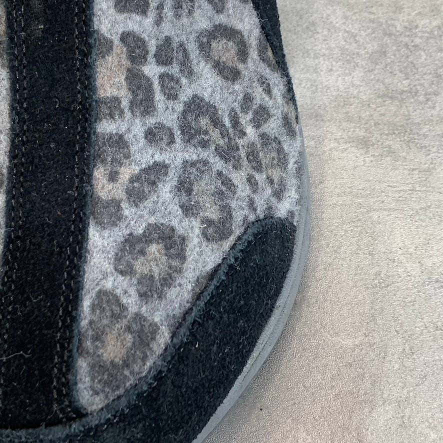 EASY SPIRIT Women's Black Leopard-Print Travelport 108 Slip-On Clogs SZ 10