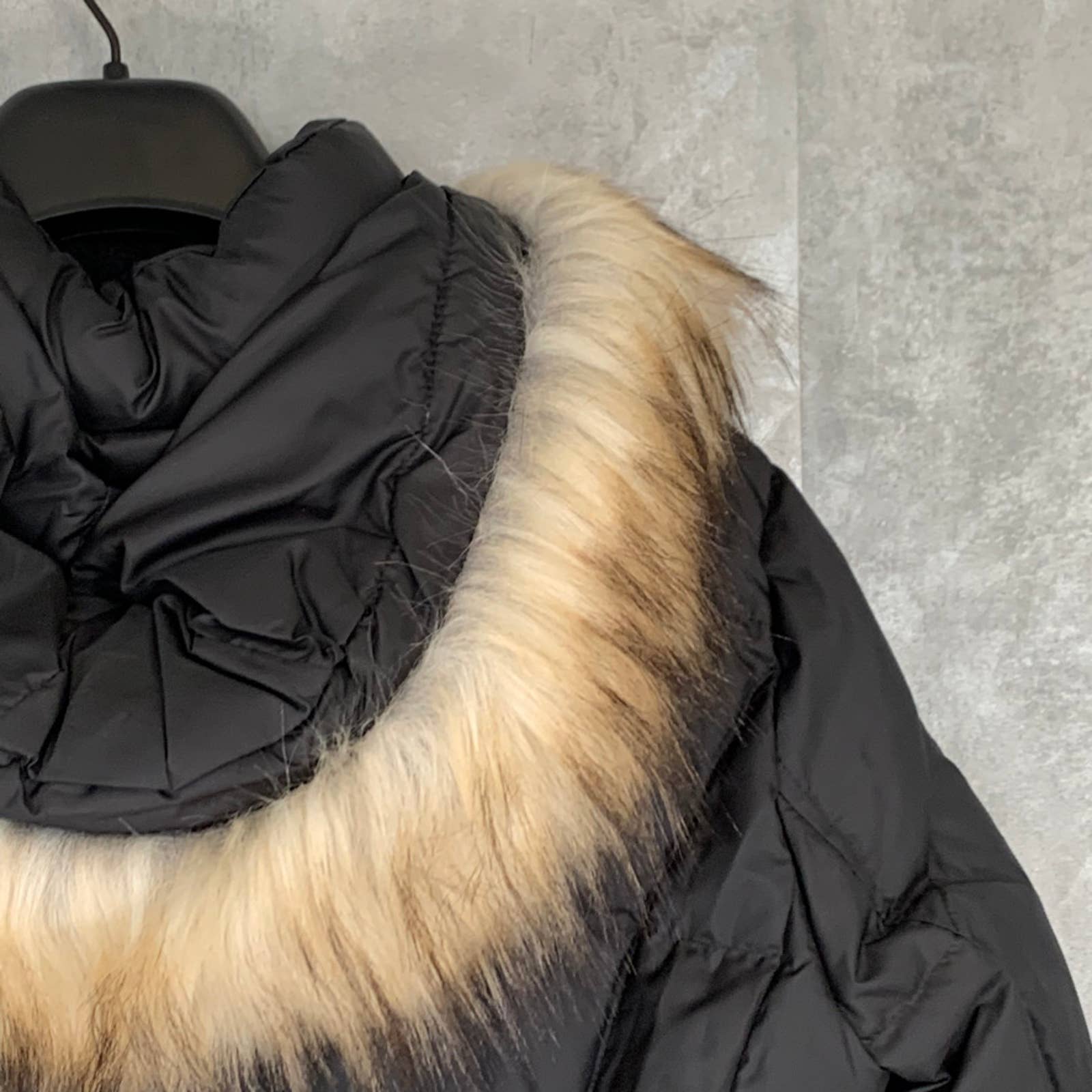 CALVIN KLEIN Solid Black Detachable Faux-Fur Hooded Full-Zip Puffer Jacket SZ S