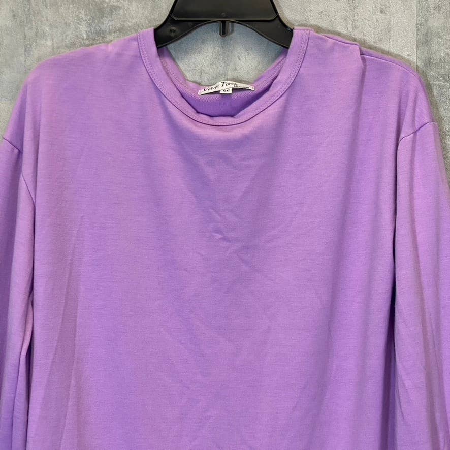 VELEVET TORCH Women's Lavender Bell Long Sleeve Crewneck Tunic SZ XS