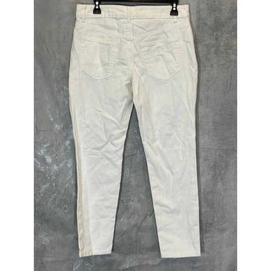 AFRM Women's White Luisa Distressed High-Rise Ankle Crop Skinny Denim Jeans SZ26
