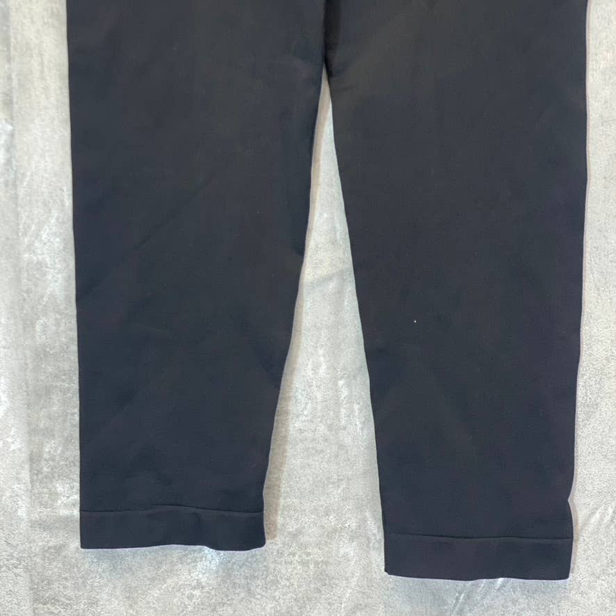 NUX Women's Solid Black V-Crop Medium-Rise Pull-On Capri Leggings SZ S