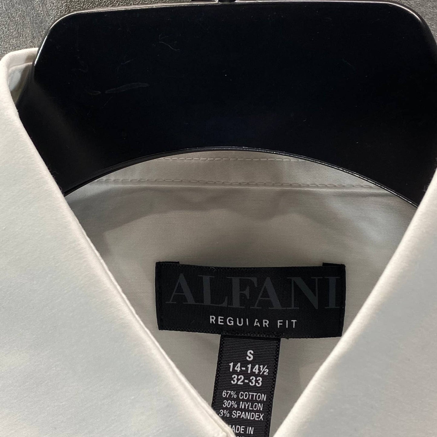 ALFANI AlfaTech Men's White Solid Regular-Fit Dress Shirt SZ S(14-14.5 32/33)