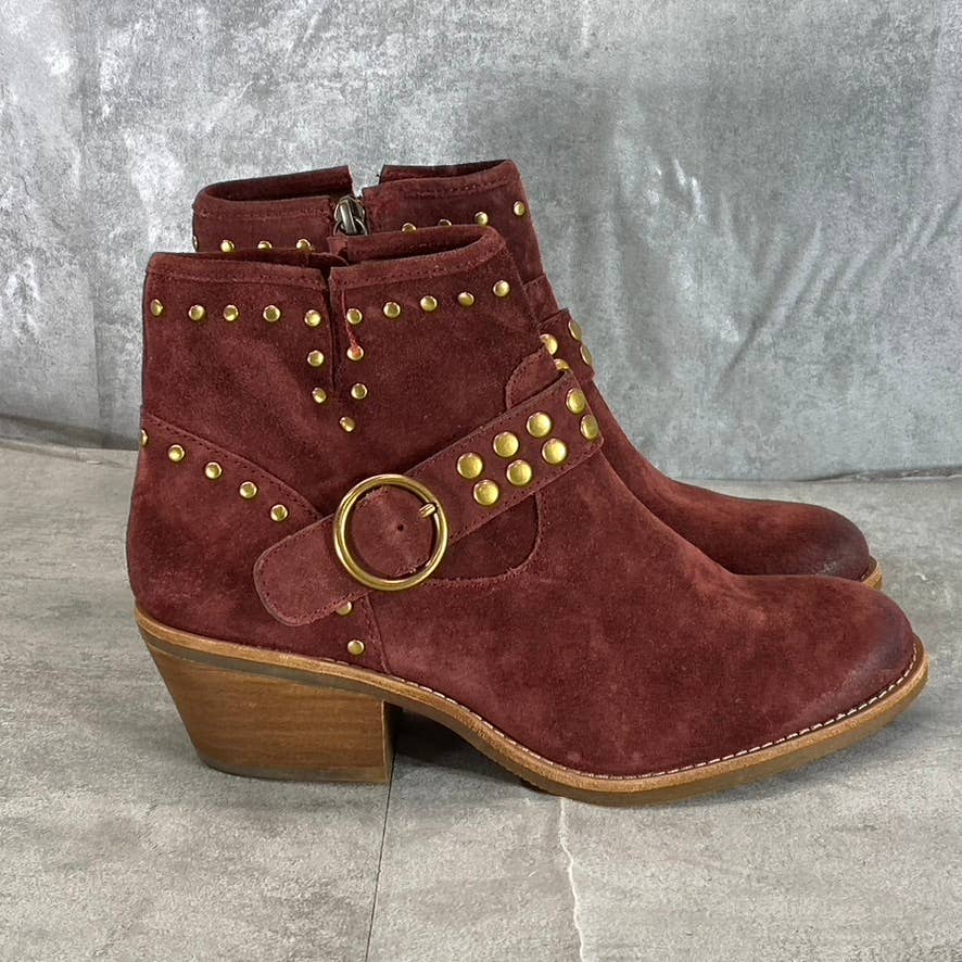SOFFT Women's Rustic Red Allene II Studded Block-Heel Ankle Boots SZ 6.5