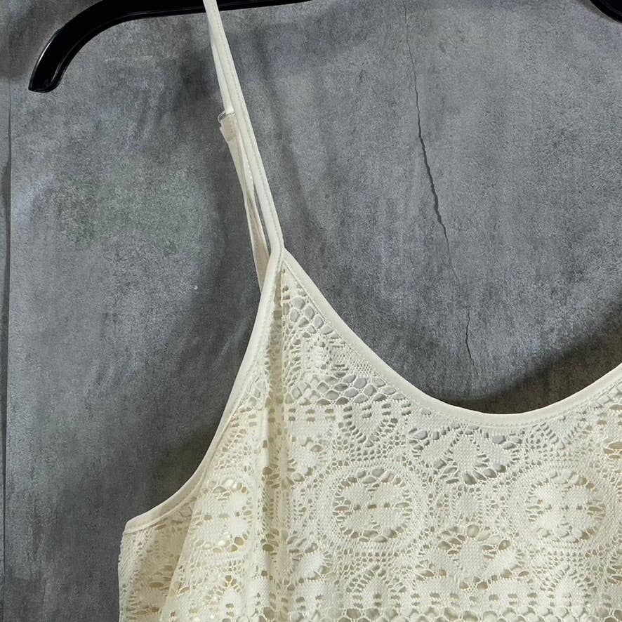 LOVE, FIRE Juniors' Ivory Scoop-Neck Adjustable Strap Lace Mini Dress SZ L
