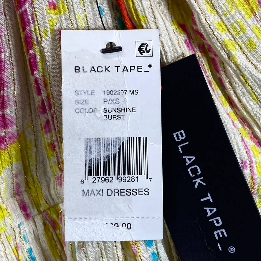 BLACK TAPE Women's Petite Sunshine Burst Drawstring Waist Maxi Dress SZ PXS