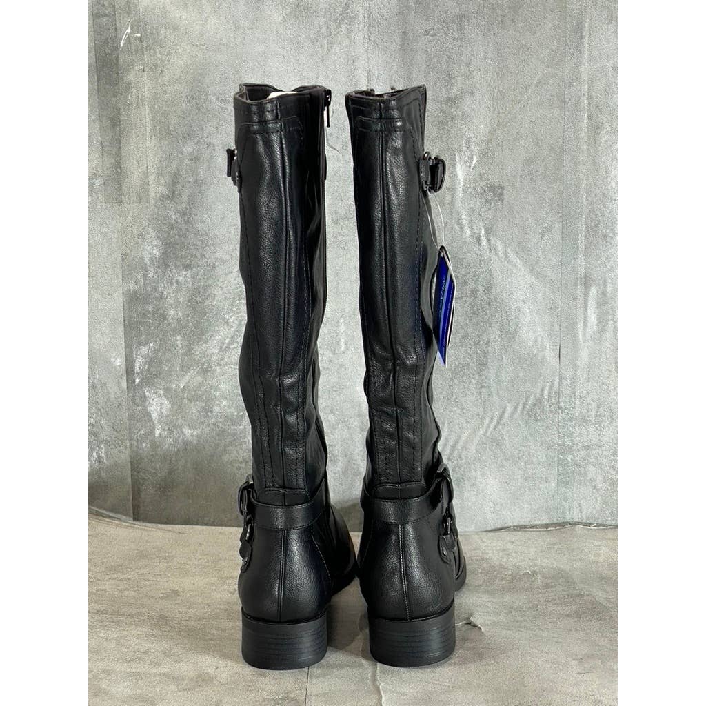 WHITE MOUNTAIN Women's Wide-Calf Black Faux-Leather Loyal Riding Boots SZ 10WC