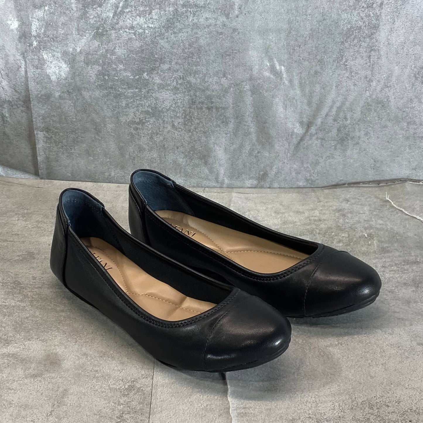 ALFANI Step 'N Flex Women's Black Smooth Tavii Round-Toe Slip-On Flats SZ 7.5