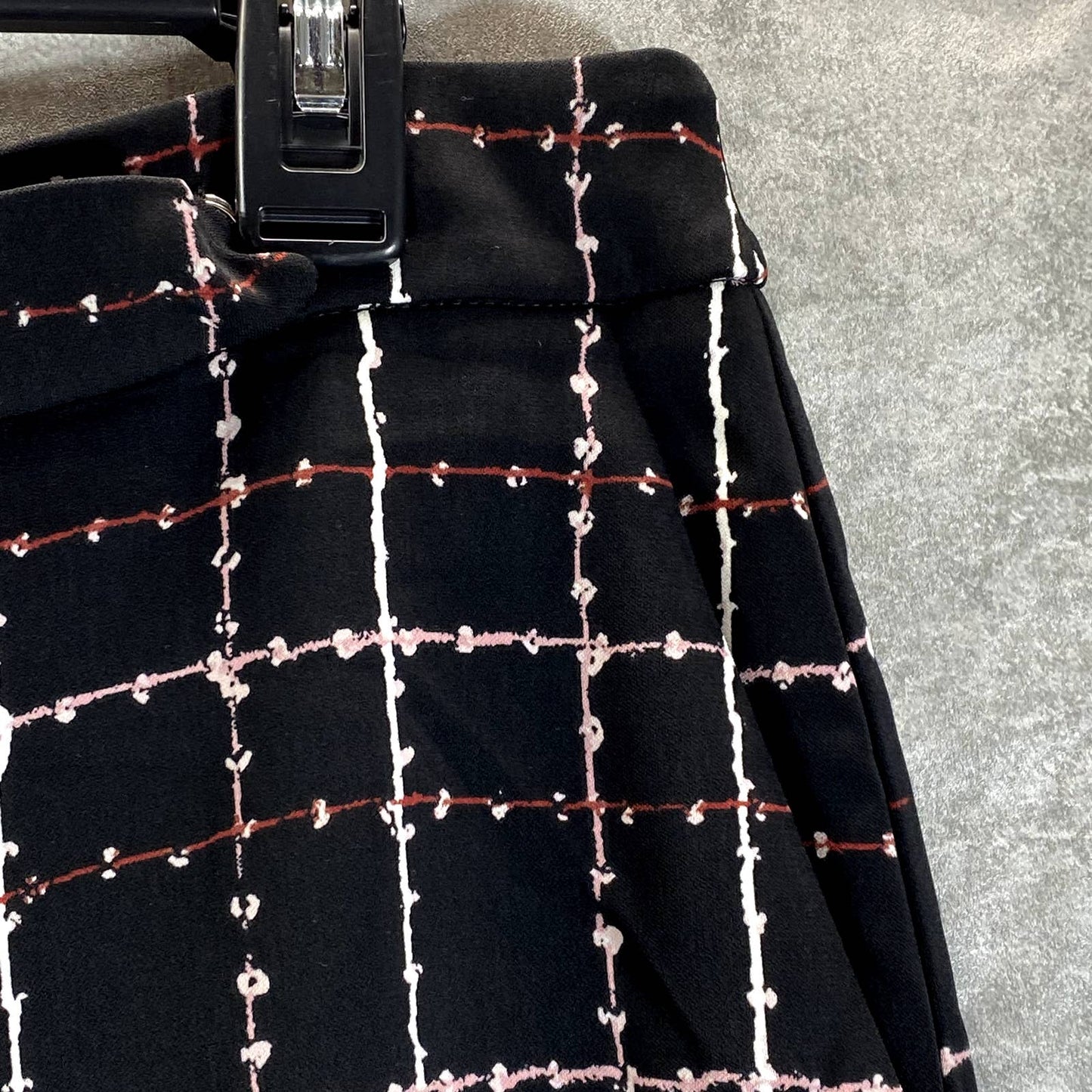 ALFANI Women's Stitched Grid Black D-Ring Belt Mid-Rise Plaid Culotte Pants SZ16