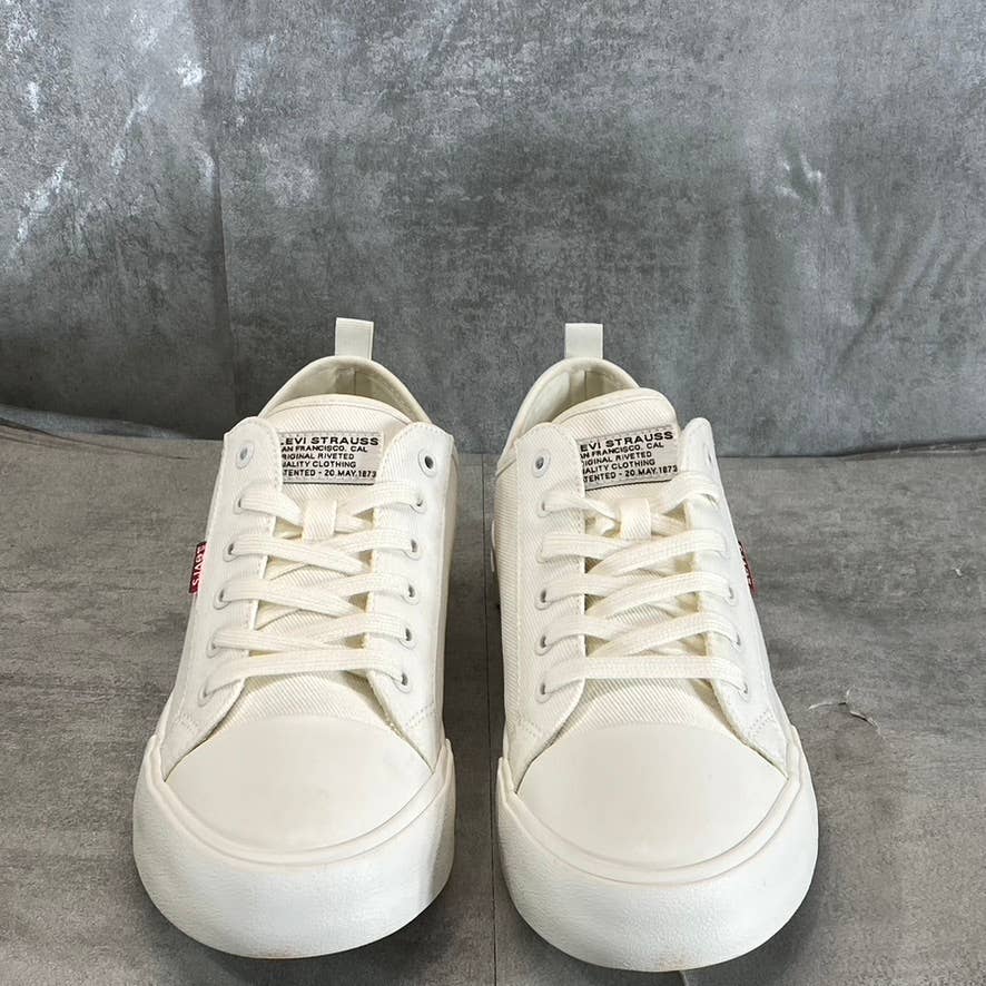 LEVI'S Women's White Mono Canvas Becky Low-Top Lace-Up Sneakers SZ 11